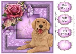 Floral Paw Prints - Golden Retriever 8x8 Quick Topper