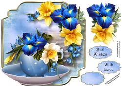 Iris Spring Teacup & Saucer - Shaped Topper