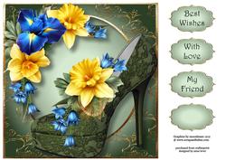 Floral Shoes - Spring Daffodils 8x8 Quick Topper