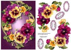 Vibrant Pansies on Golden Frame A5