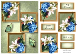 Blue Lily Bouquet Frame Trio