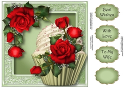 Red Rose Cupcake 8x8