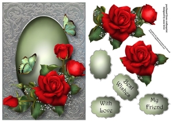 Filigree Framed Red Roses A5