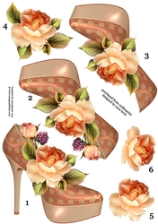 Stunning Shoes & Peach Roses Decoupage Sheet