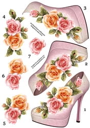 Stunning Shoe & Glow Roses Decoupage Sheet