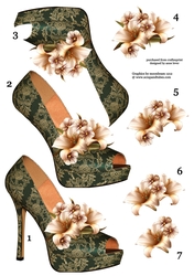 Stunning Shoe & Ivory Lilies Decoupage Sheet