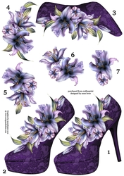 Stunning Shoe & Purple Lilies Decoupage Sheet