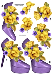 Stunning Shoes & Yellow Roses Decoupage Sheet