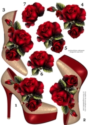 Stunning Shoes & Red Roses Decoupage Sheet