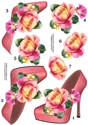 Stunning Shoe & Summer Rose Decoupage Sheet