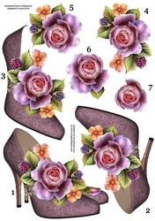 Stunning Shoes & English Roses Decoupage Sheet
