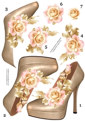 Stunning Shoe & Soft Pink Roses Decoupage Sheet