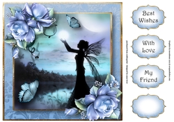 The Moon Fairy & Blue Roses 8x8