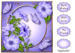 Blue Blooms & Butterflies 8x8