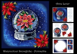 Watercolour Snowglobe - Poinsettia