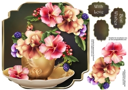 Pink & Peach Pansies - Teacup & Saucer