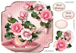 Beautiful Blush Roses - Teacup & Saucer