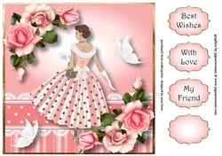 Retro Roses & Butterflies - Pink 8x8
