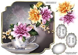 Beautiful Dahlias - Teacup & Saucer