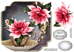 Pink Dahlias - Teacup & Saucer