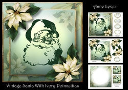 Vintage Santa With Ivory poinsettias