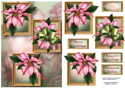 Frame Trio Christmas - Pink Poinsettias