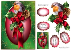 Christmas Robin & Bow A5
