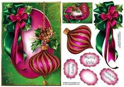 Purple Bauble & Bow A5