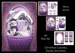 Christmas Cupcake - Purple Snowman