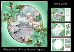 Watercolour Winter Stream - Square