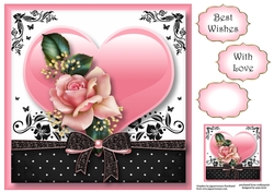 The Gift Of Hearts & Flowers - Pink Rose 8x8