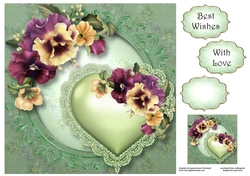 Hearts & Flowers - Pretty Pansies 8x8