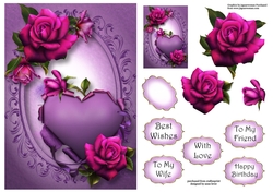 Hearts & Flowers - Purple A5