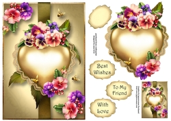 Hearts & Flowers - Golden Pansies A5