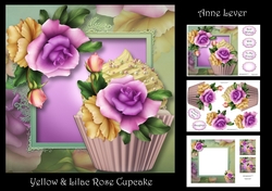 Yellow & Lilac Rose Cupcake