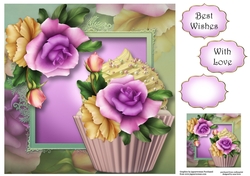 Yellow & Lilac Rose Cupcake 8x8