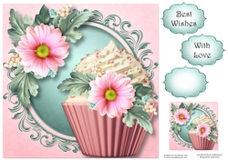 Beautiful Pink Bloom Cupcake 8x8