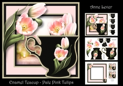 Enamel Teacup - Pale Pink Tulips