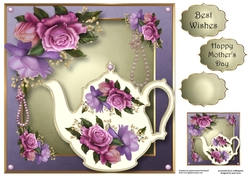 Floral Teapot & Beautiful Belle Roses 8x8