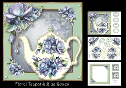 Floral Teapot & Blue Flowers
