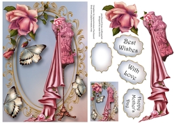 Pink Rose Couture & Butterflies A5