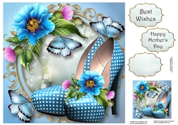 Blue Shoes, Blue Poppies & Butterflies 8x8