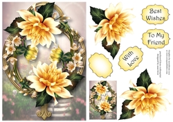 Yellow Dahlias On Golden Frame A5