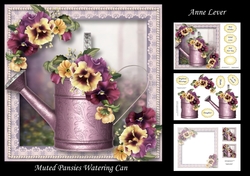 Muted Pansies Watering Can