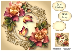 Blush Roses & Butterflies 8x8