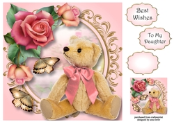 Pink Bow Bear 8x8