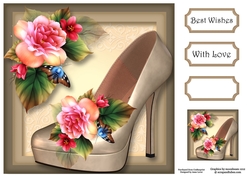 The Summer Shoe With Begonias & Butterflies 8x8