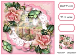 The Rose Cottage With Lace & Roses 8x8