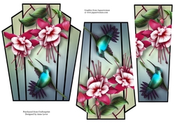 Art Deco Stacker - Fuschias & Humming Bird