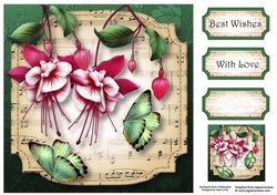 Sheet Music Plaque - Fuschias 8x8